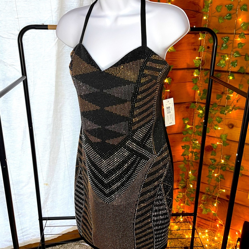 BEAUTIFUL Embellished Metallic Bisou-Bisou Dress